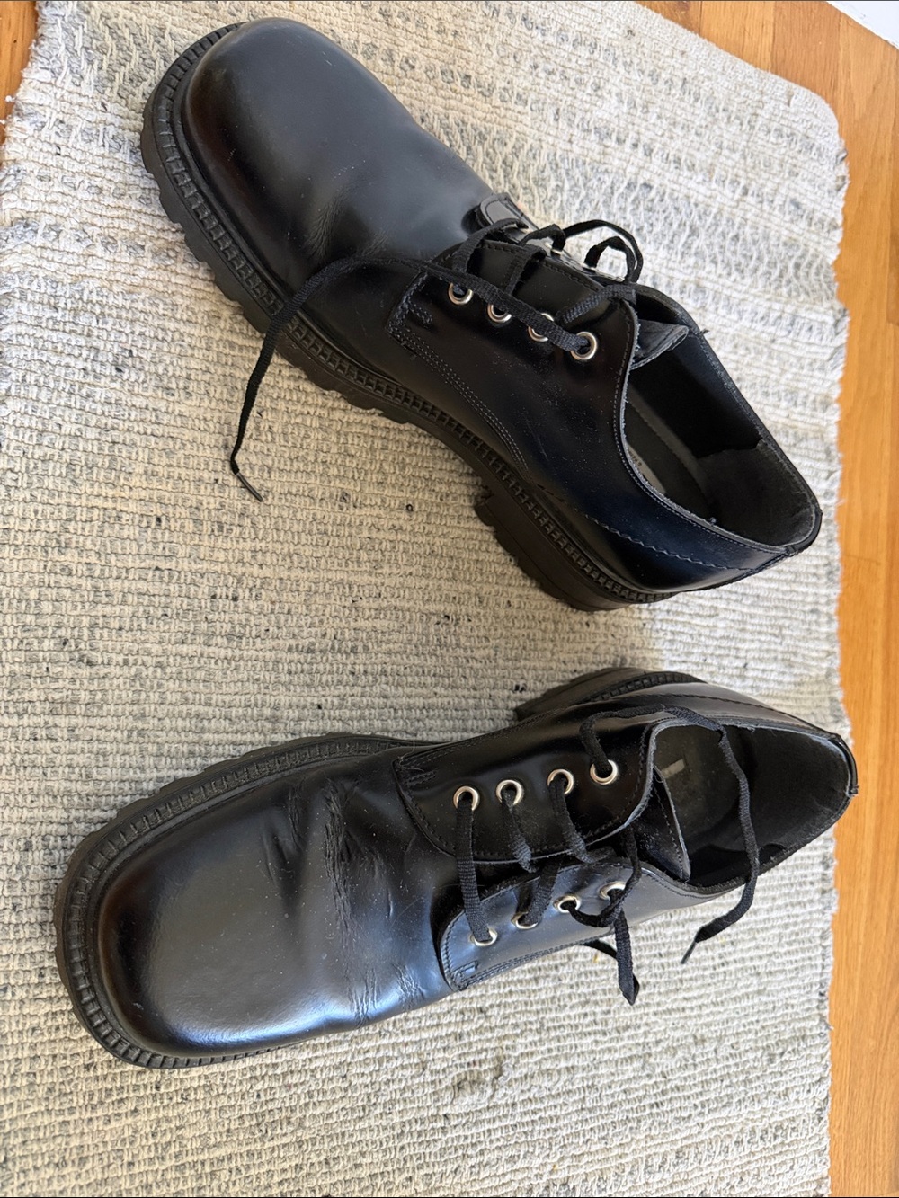 Men's Black Leather Lace-Up Shoes